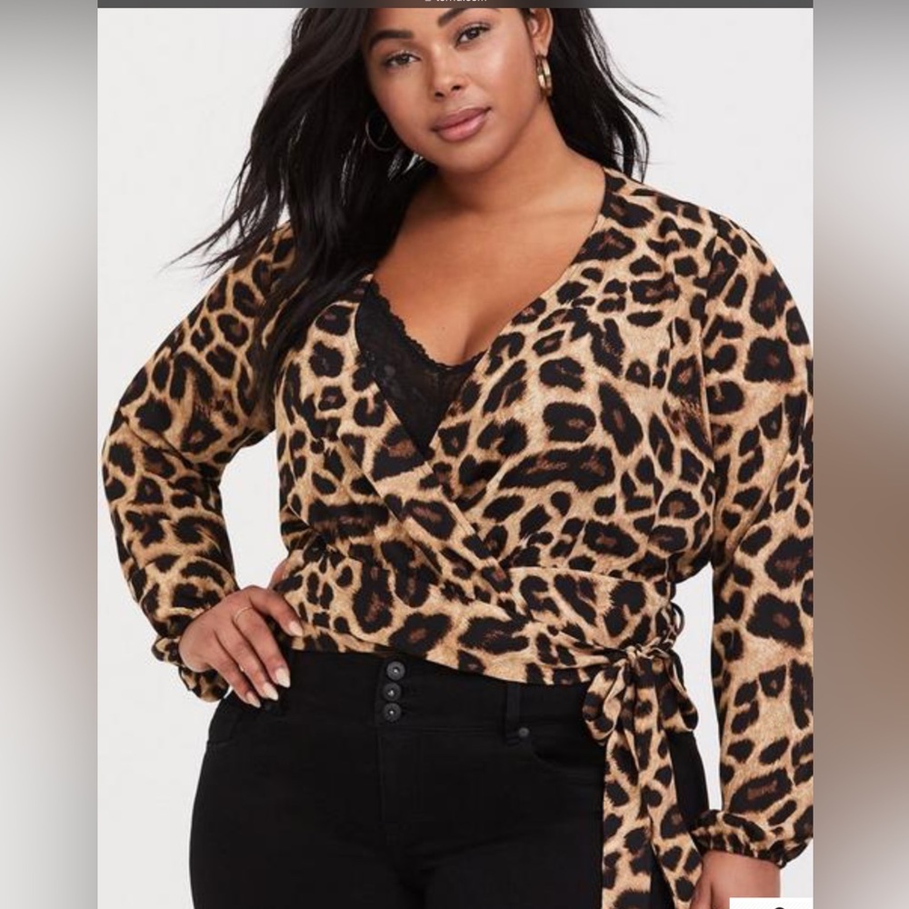 Leopard Wrap blouse Torrid 6